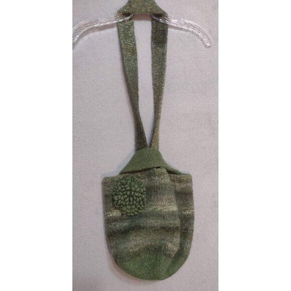 Wool Hobo Bucket Purse Bag in Shades of Green - About 10x10- Boho- Slouchy- EUC! - Picture 1 of 10